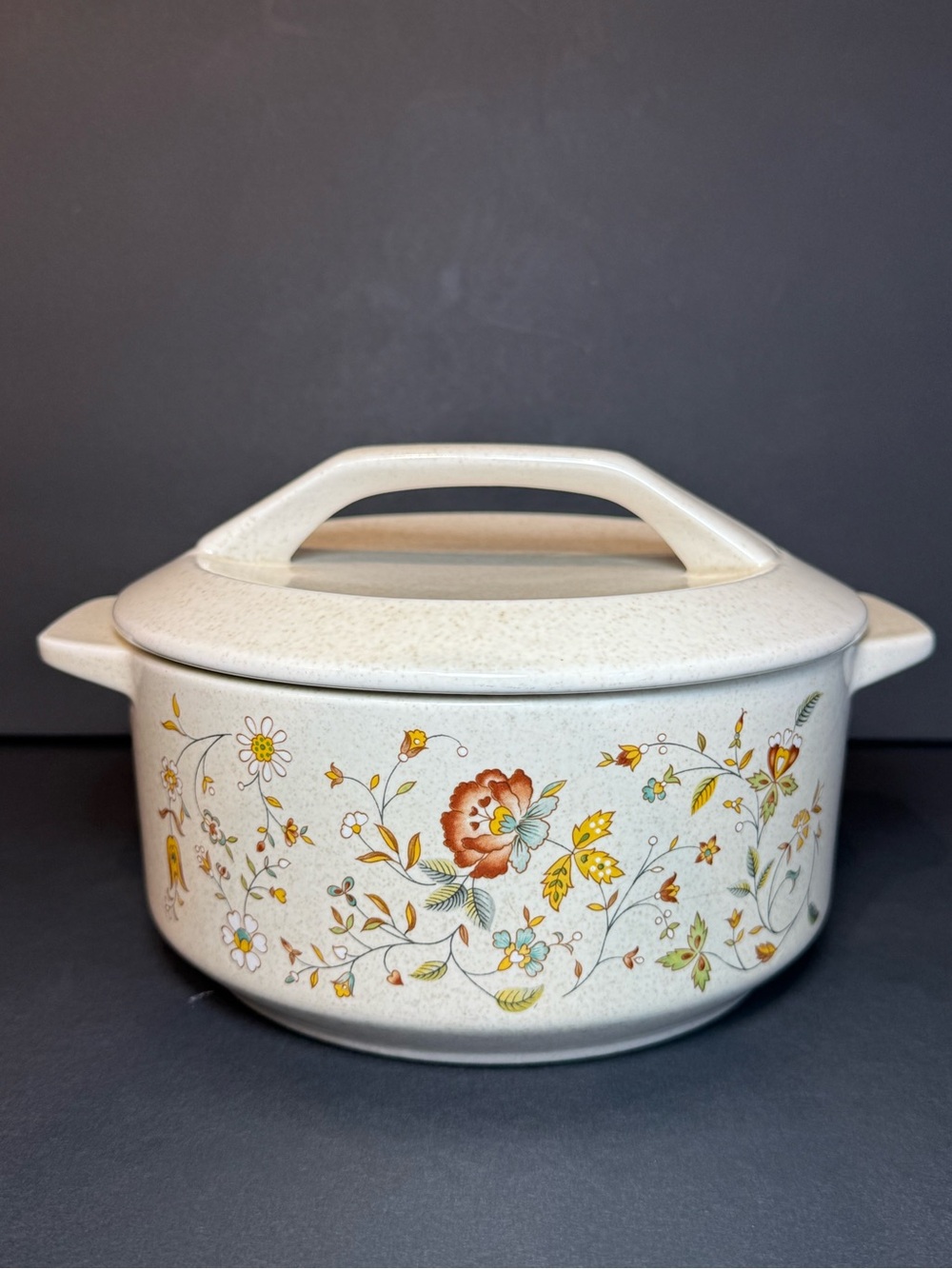 Vintage Lenox Temper-Ware Merriment 1.25 Qt Casserole Dish w Lid Vegetable -1970